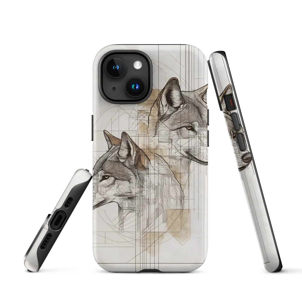 Geometric Harmony: The Essence of Wolves | Phone Case |  15 | Tough Case | Matte