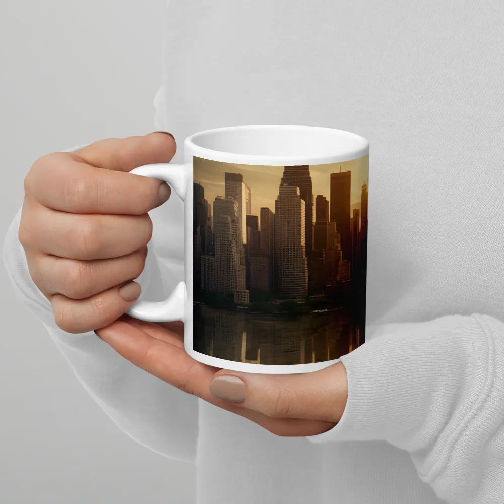 The Lion's Gaze Over the Urban Symphony | Mug with White inside | 11 oz