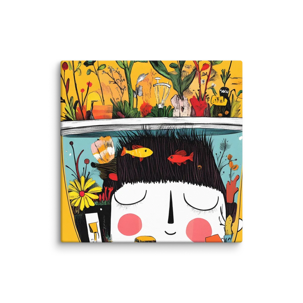 Whimsical Garden Head | Canvas | 10″×10″