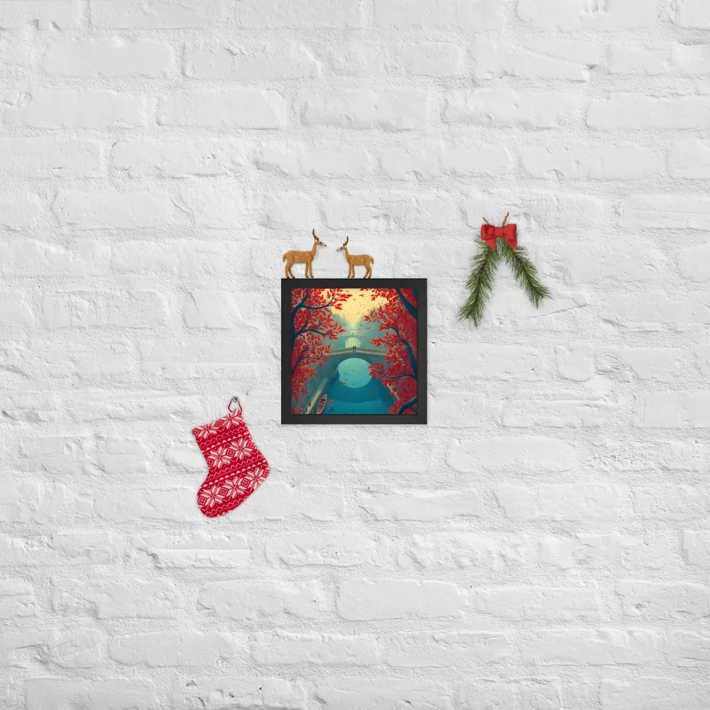 Crimson Canal 
 Poster with Black Frame | 10″x 10″