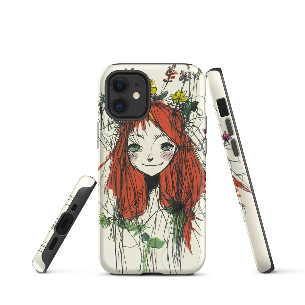 Whimsical Floral Portrait | Phone Case |  12 mini | Tough Case | Matte