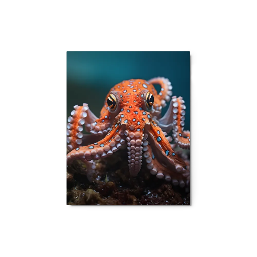 Curiosity of the Deep: The Orange Octopus | Metal Print | 8″×10″