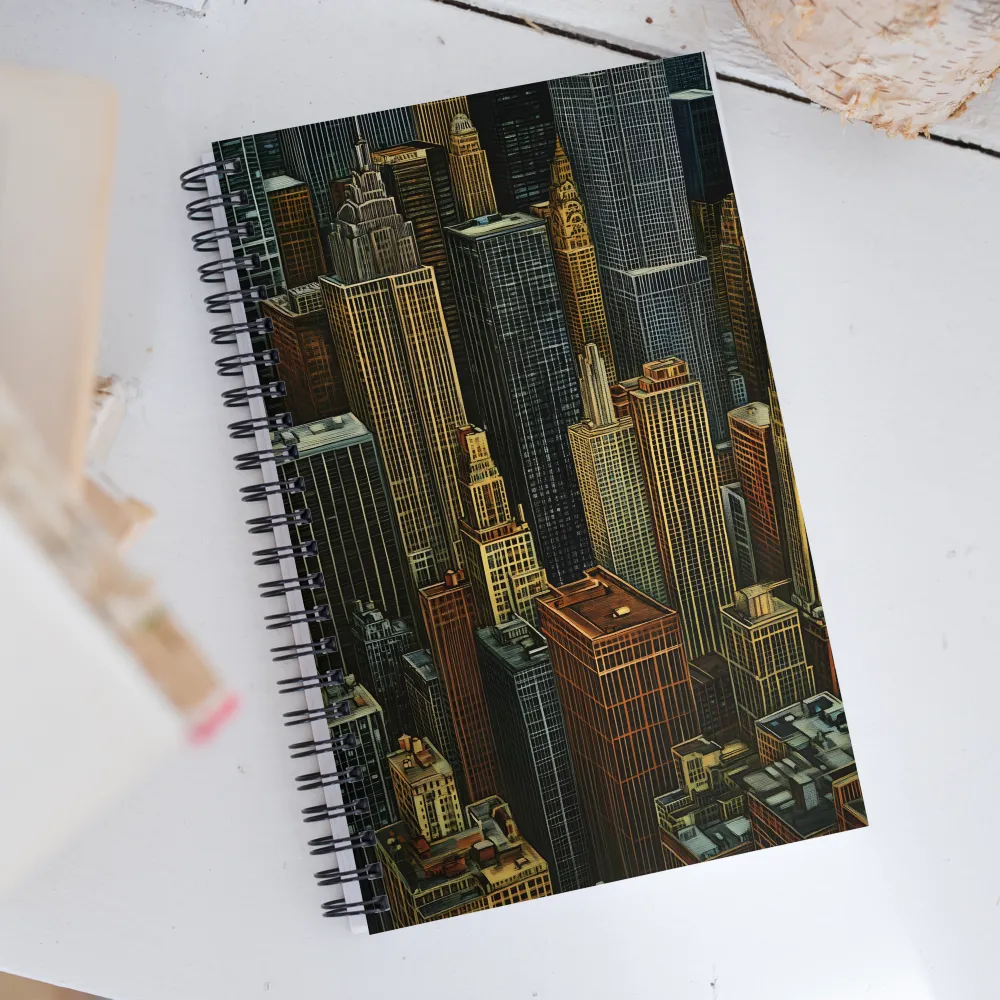 Urban Elegance: A Golden Cityscape | Spiral Notebook