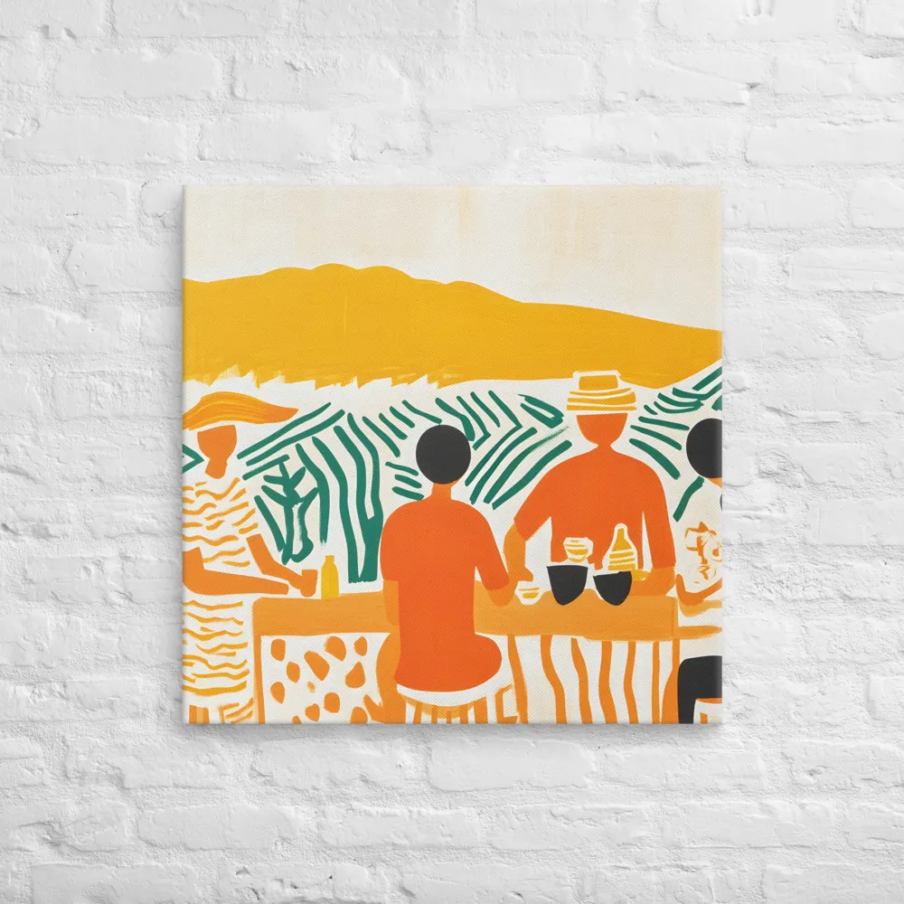 Summer Vibes: Café Conversations | Canvas | 28″×28″