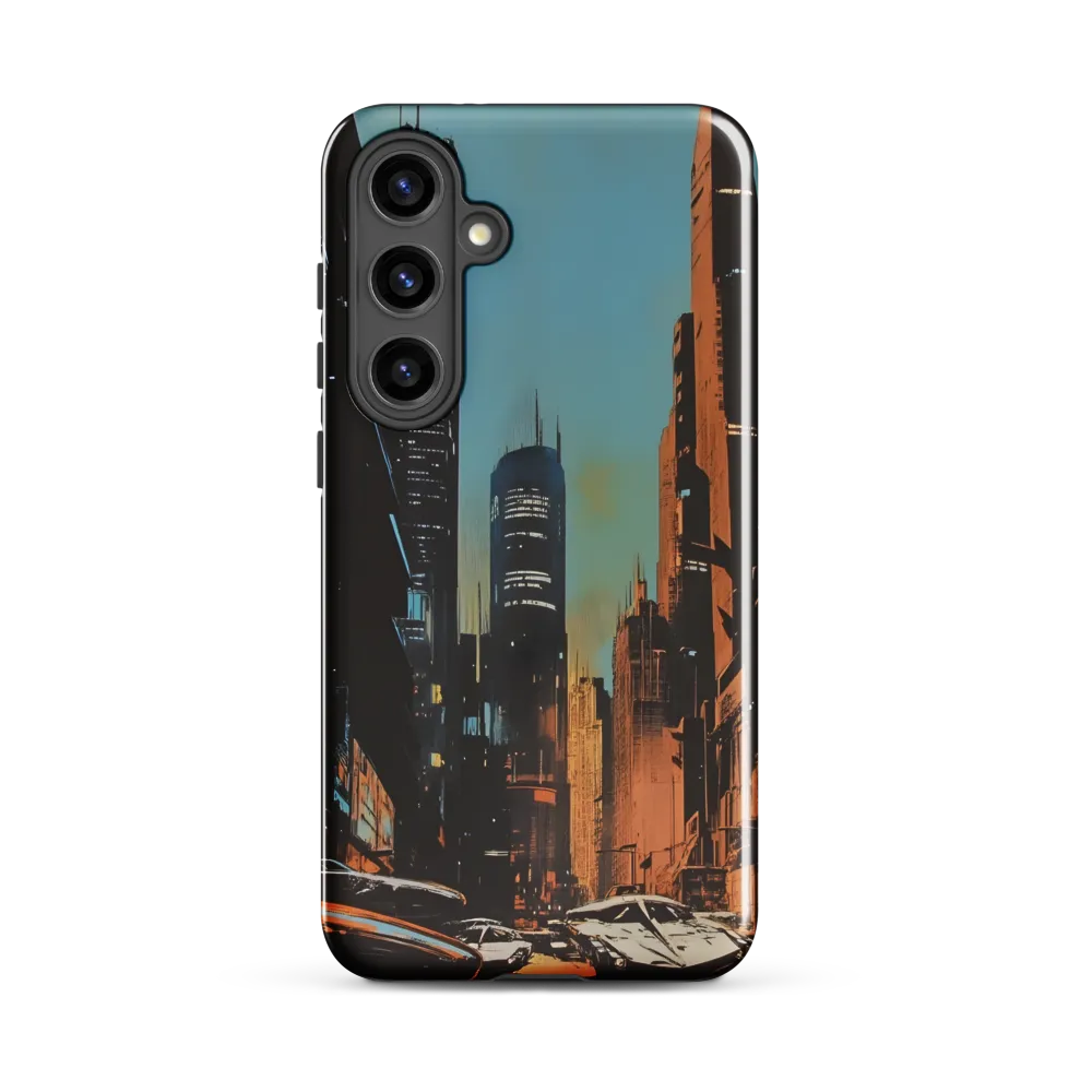 Futuristic Cityscape in Blue and Orange