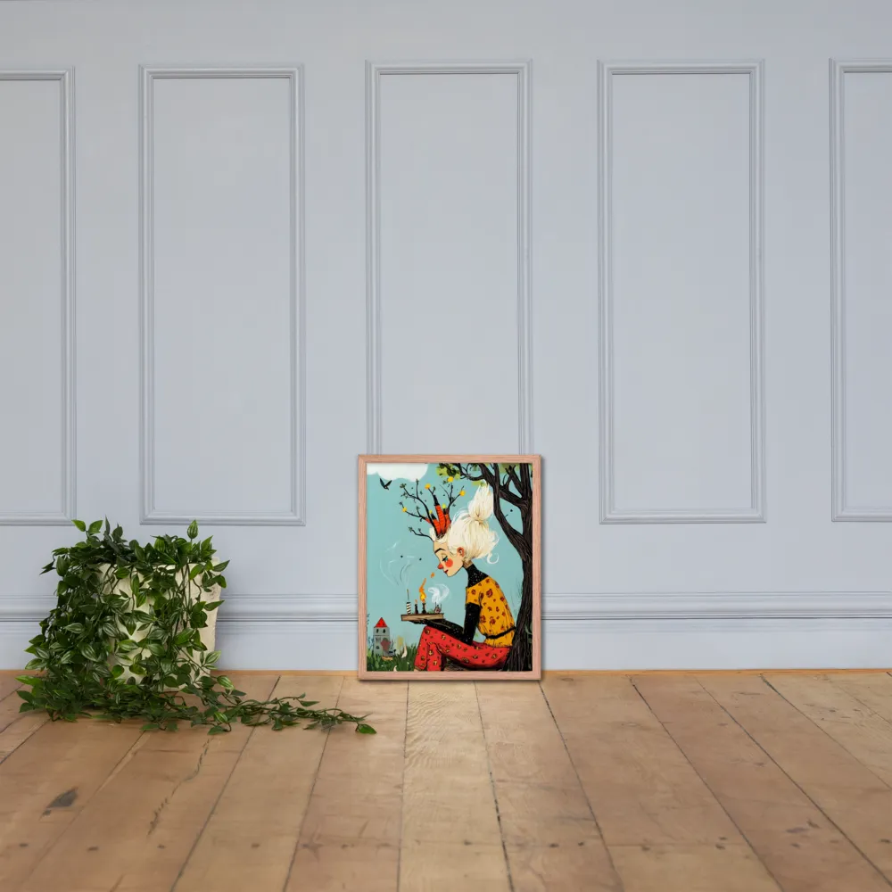 Whimsical Nature Girl | Poster with Red oak Frame | 16″×20″