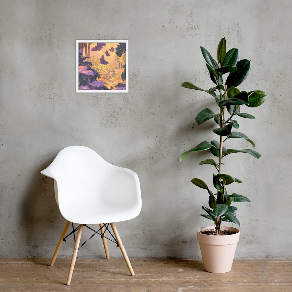 A Serene Dance of Butterflies | Poster with White Frame | 14″×14″