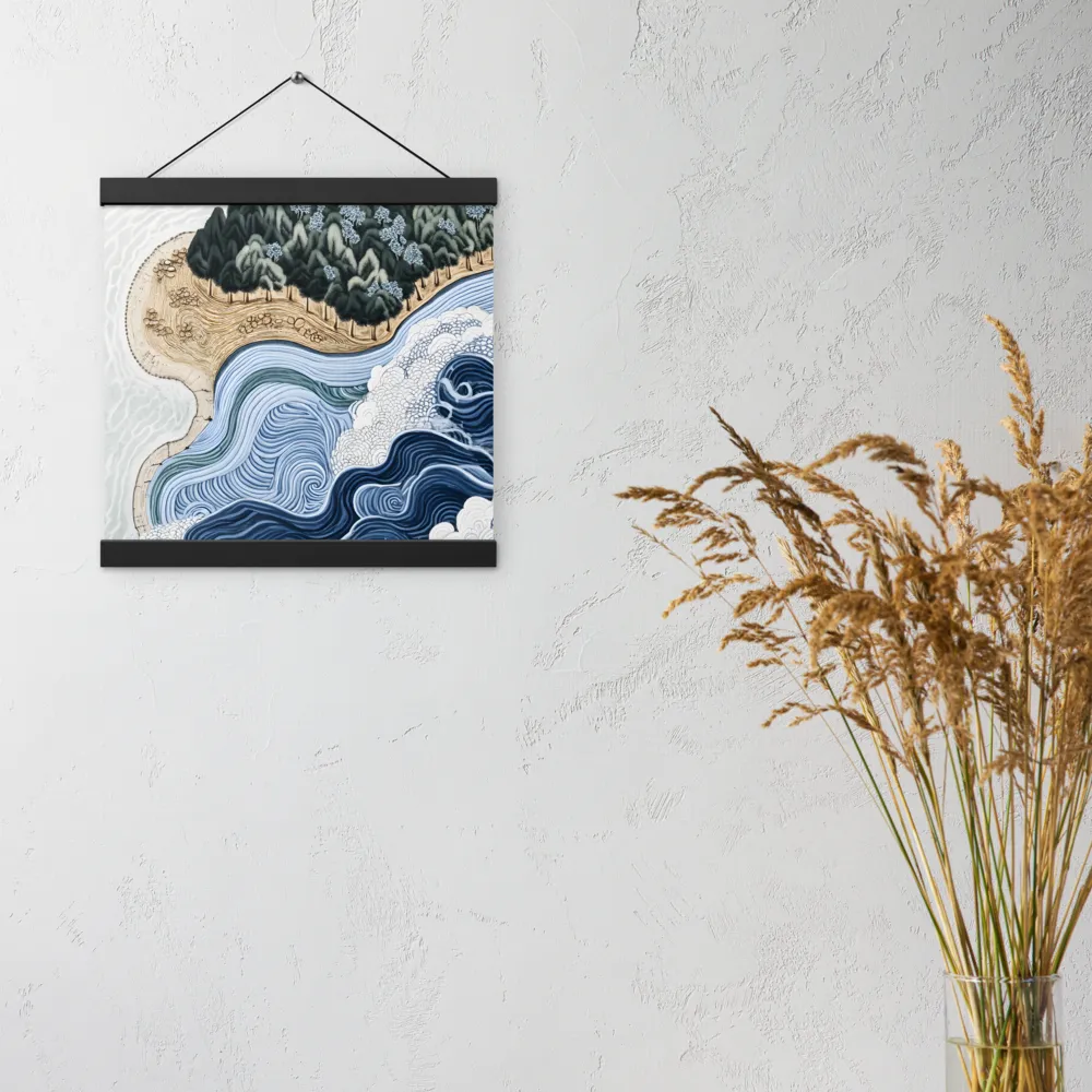 Oceanic Harmony: A Tranquil Landscape | Poster With Black Wood Hanger | 12″×12″