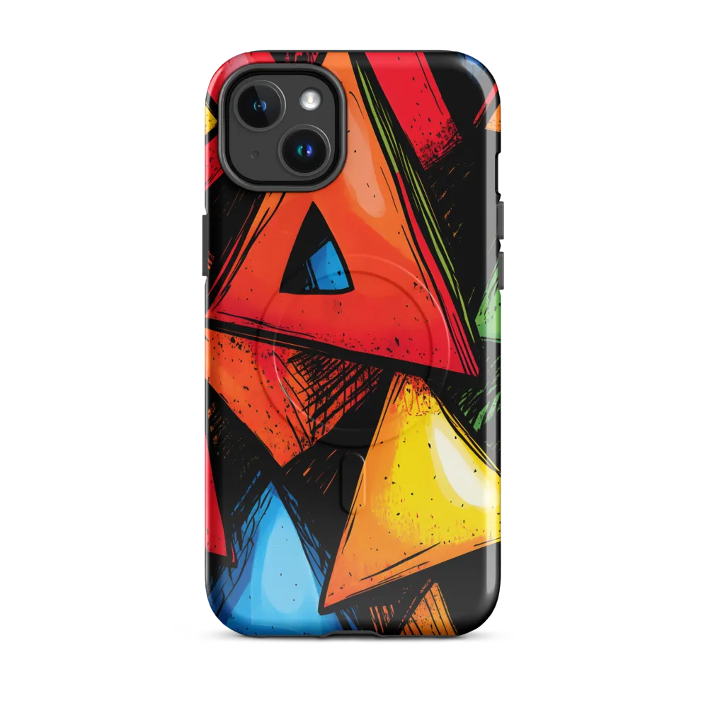 Vibrant Triangles in Abstract Harmony | Phone Case |  14 Plus | MagSafe® Tough Case | Glossy