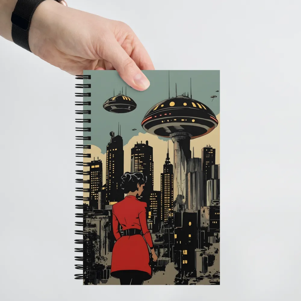 Envisioning Tomorrow: A Retro Futuristic Landscape | Spiral Notebook