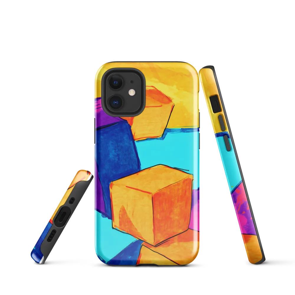 Playful Cubes in Vibrant Harmony | Phone Case |  12 mini | Tough Case | Glossy