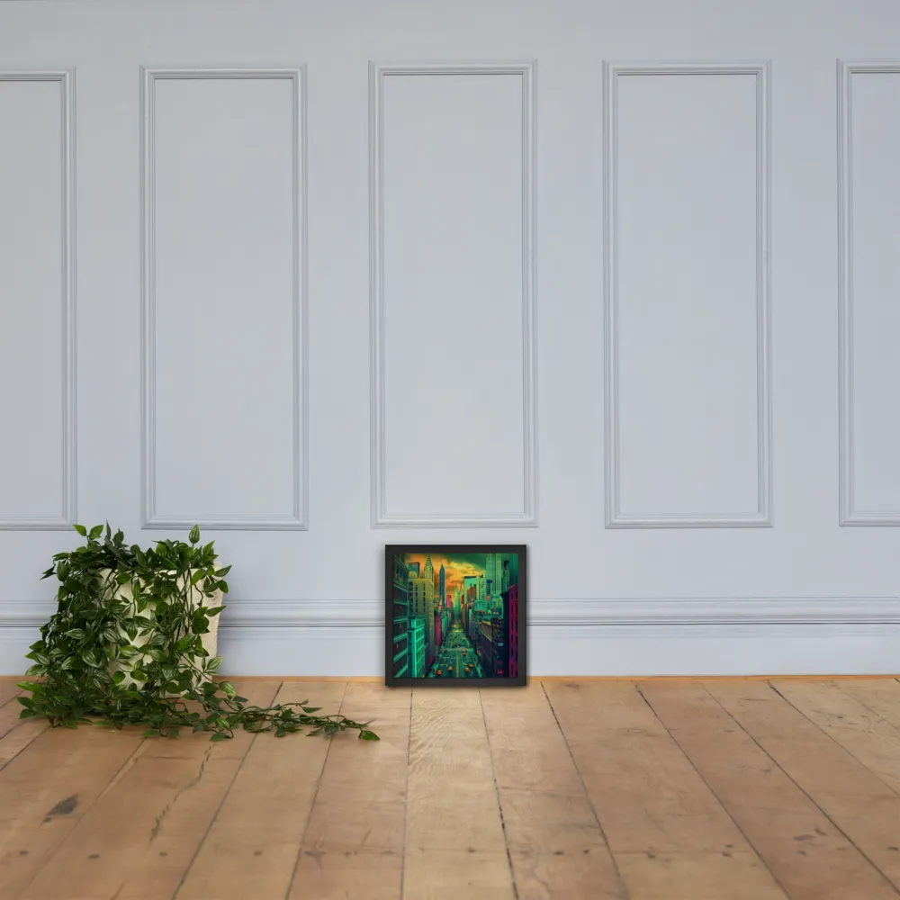Urban Surrealism: Neon Dreams | Poster with Black Frame | 12″×12″