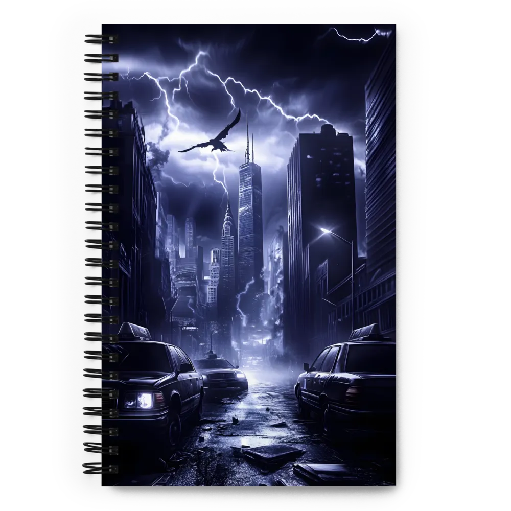 Stormy Cityscape: Shadows of the Night | Spiral Notebook