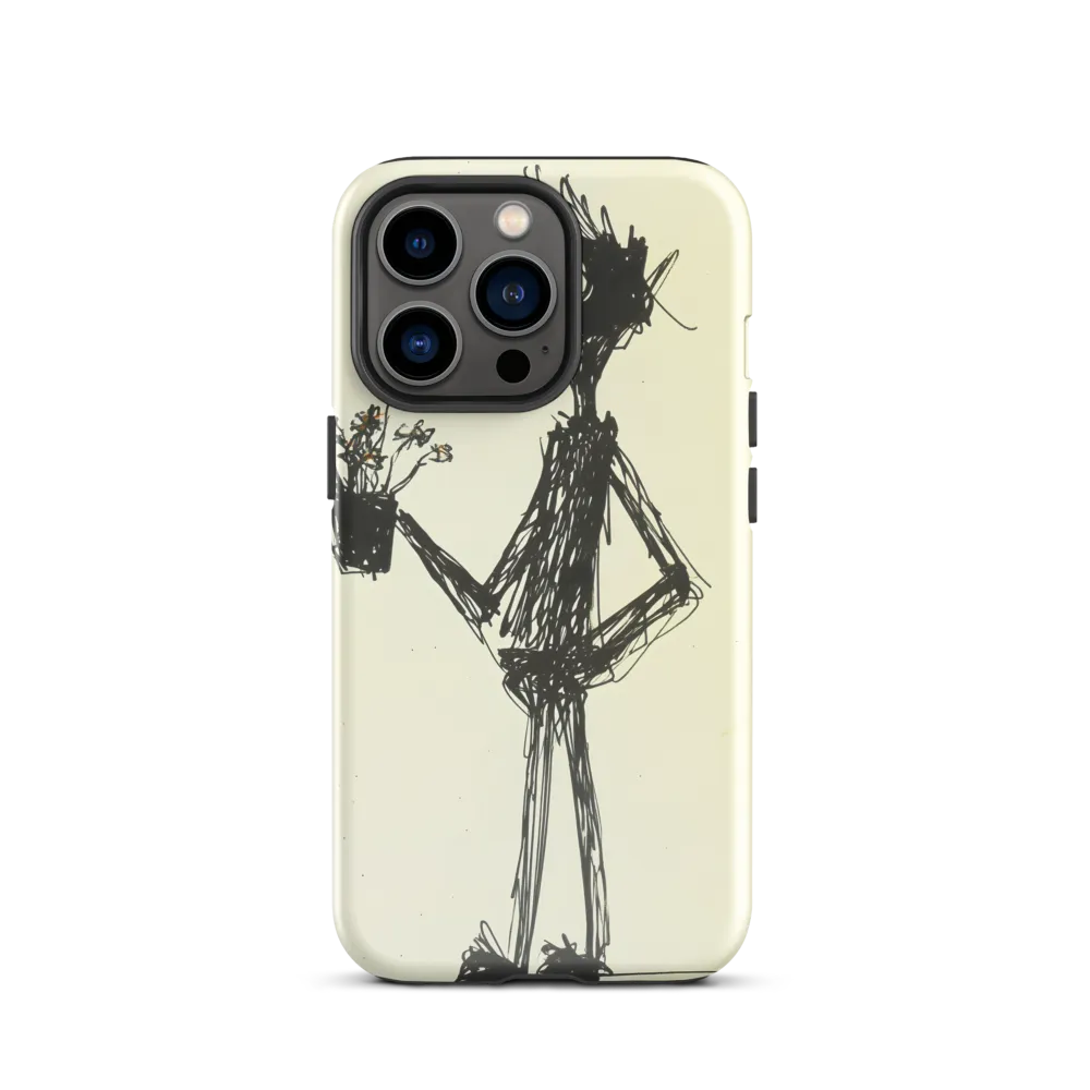 Whimsical Figure with Flowers | Phone Case |  13 Pro | Tough Case | Glossy