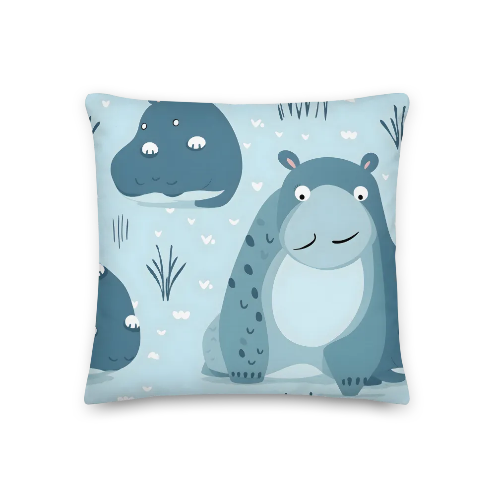 Whimsical Hippo Delight | Pillow | 18″×18″