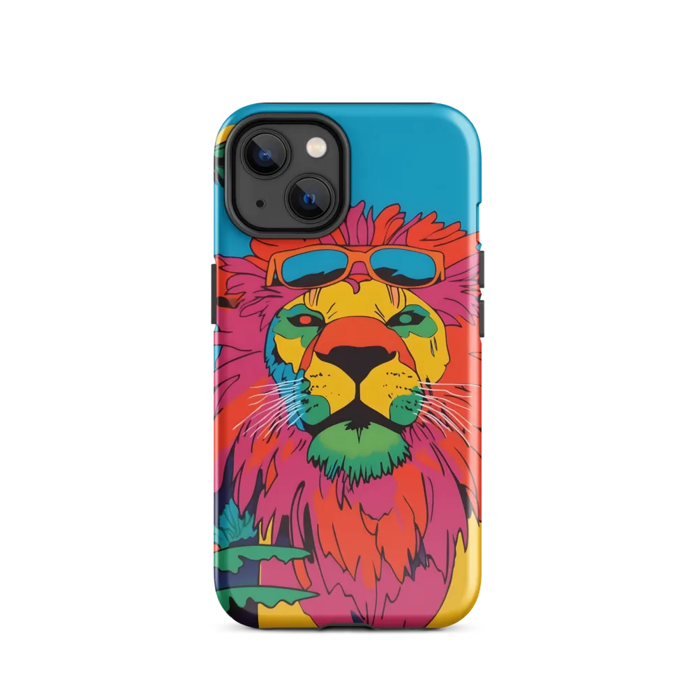 Lion with Sunglasses: A Vibrant Tropical Portrait