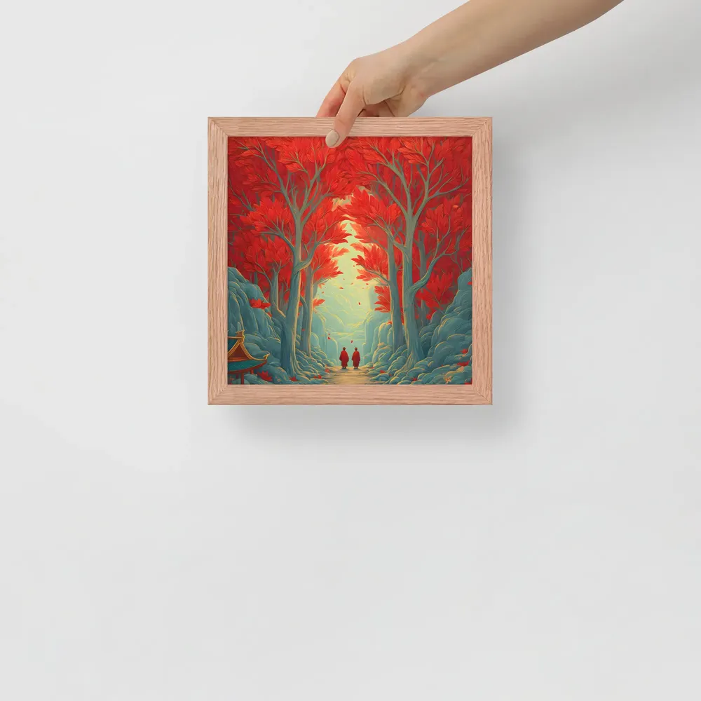 Crimson Grove 
 Poster with Red oak Frame | 10″x 10″