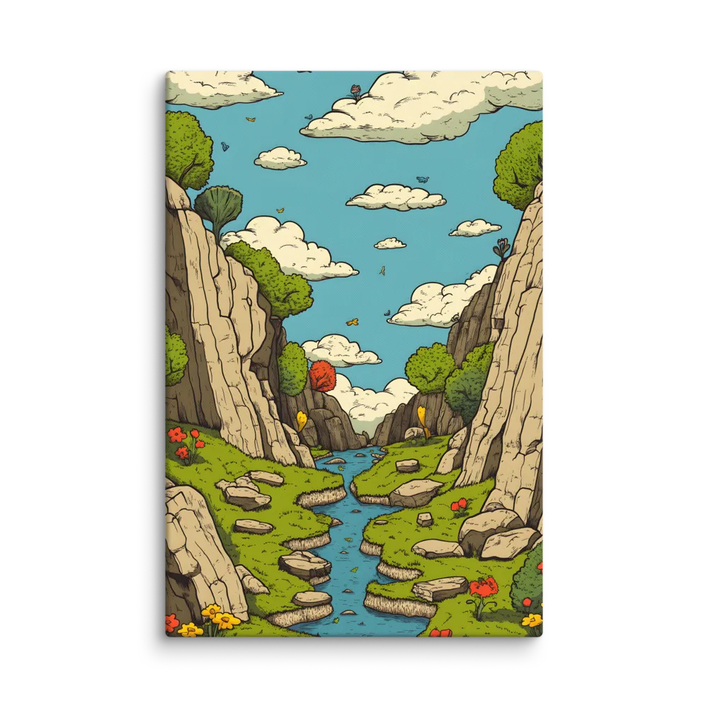 Whimsical Serenity: A Canyon Landscape | Canvas | 32″×48″