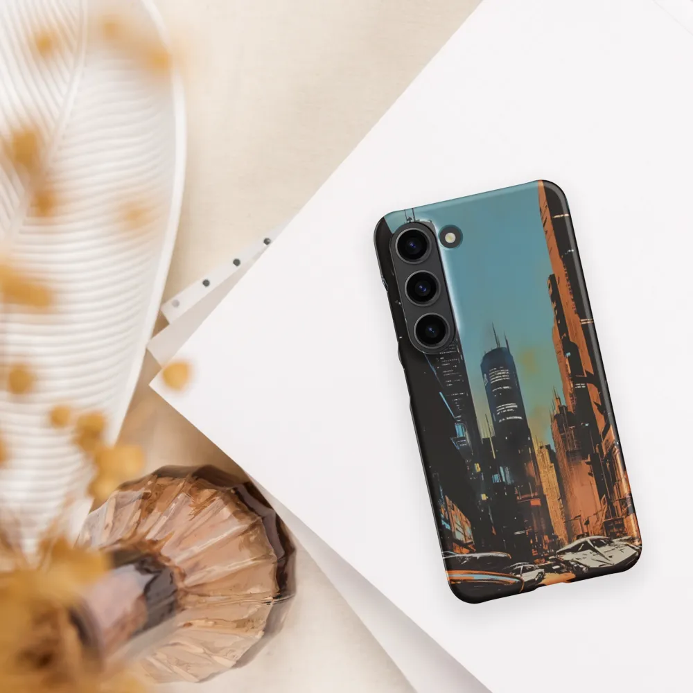 Futuristic Cityscape in Blue and Orange