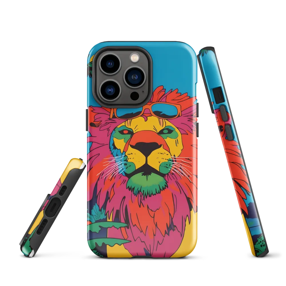 Lion with Sunglasses: A Vibrant Tropical Portrait