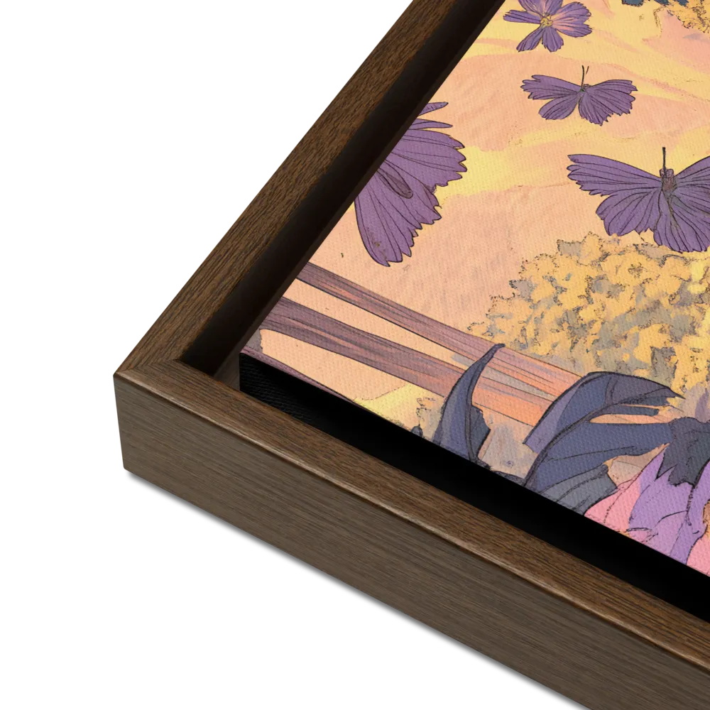 A Serene Dance of Butterflies | Canvas with Brown Frame | 12″×12″