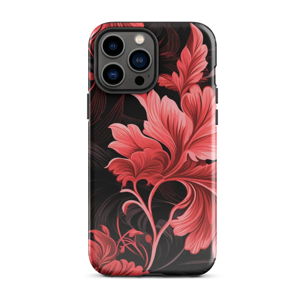 Tropical Elegance in Red | Phone Case |  13 Pro Max | Tough Case | Glossy