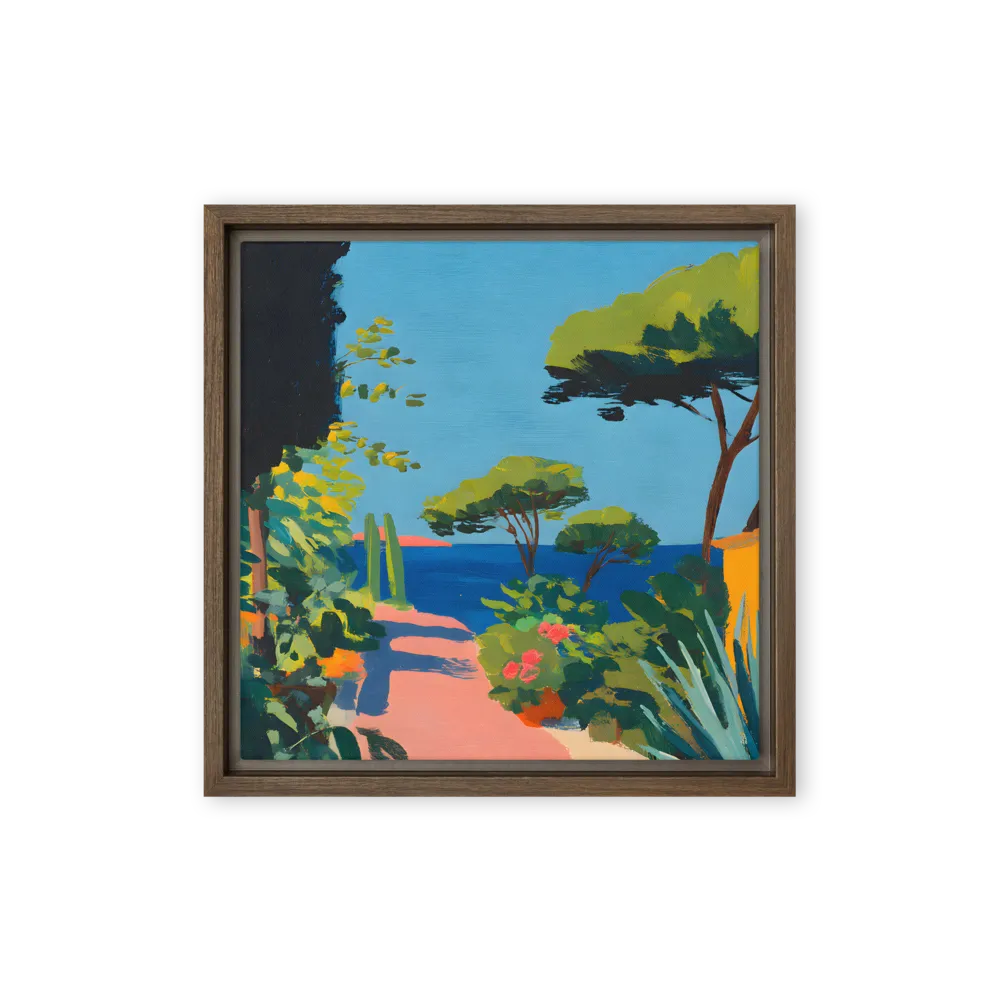 Mediterranean Garden Path 
 Canvas with Brown Frame