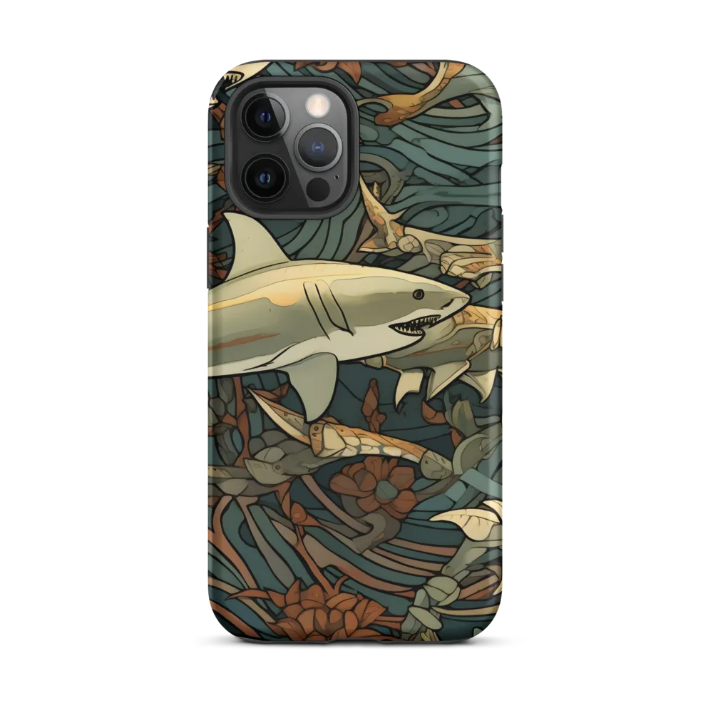 Dynamic Harmony of Sharks and Flora | Phone Case |  12 Pro Max | Tough Case | Matte