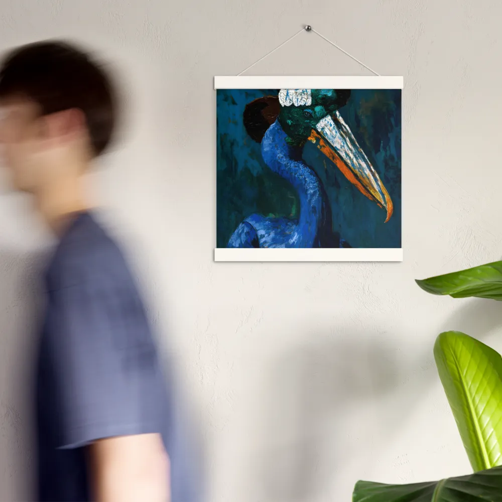 Majestic Absurdity: The Hat-Wearing Bird | Poster With White Wood Hanger | 12″×12″