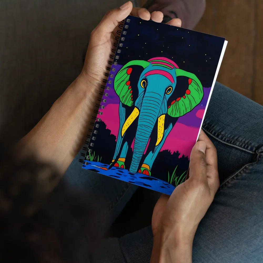 Whimsical Majesty: The Vibrant Elephant | Spiral Notebook