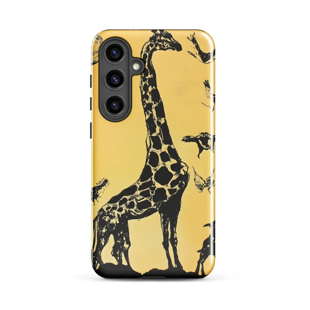Whimsical Harmony of Giraffe and Birds