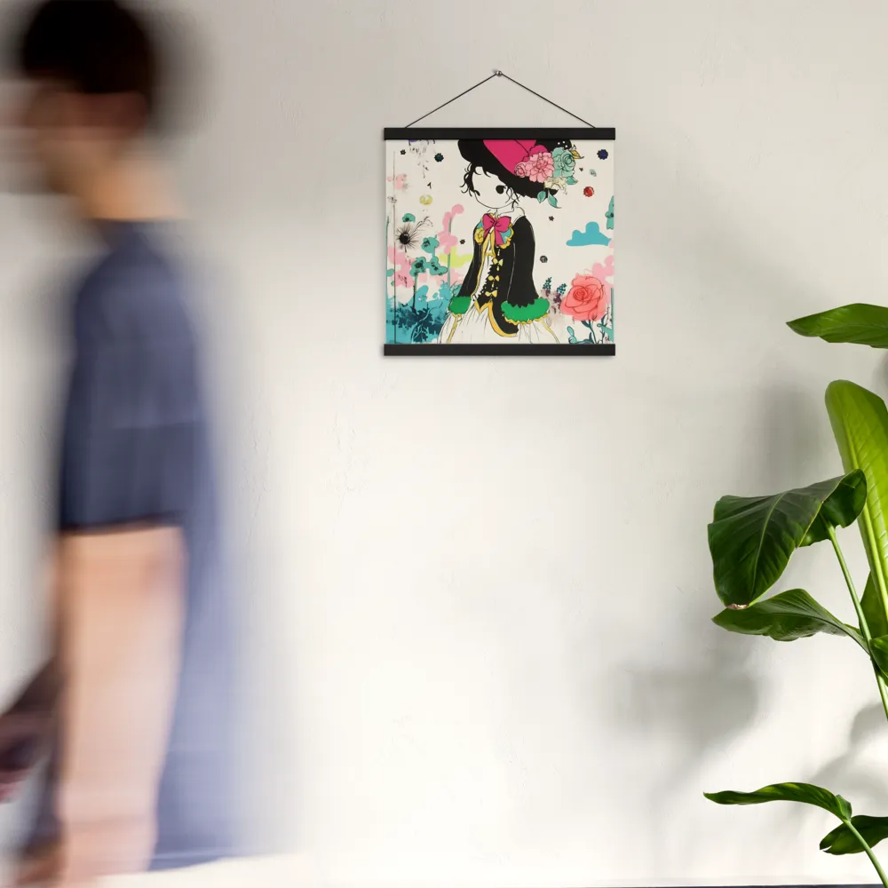 Whimsical Garden Reverie | Poster With Black Wood Hanger | 16″×16″