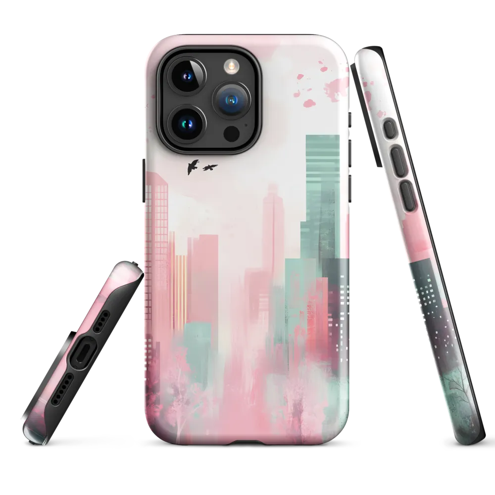 Dreamy Cityscape in Pink and Cyan