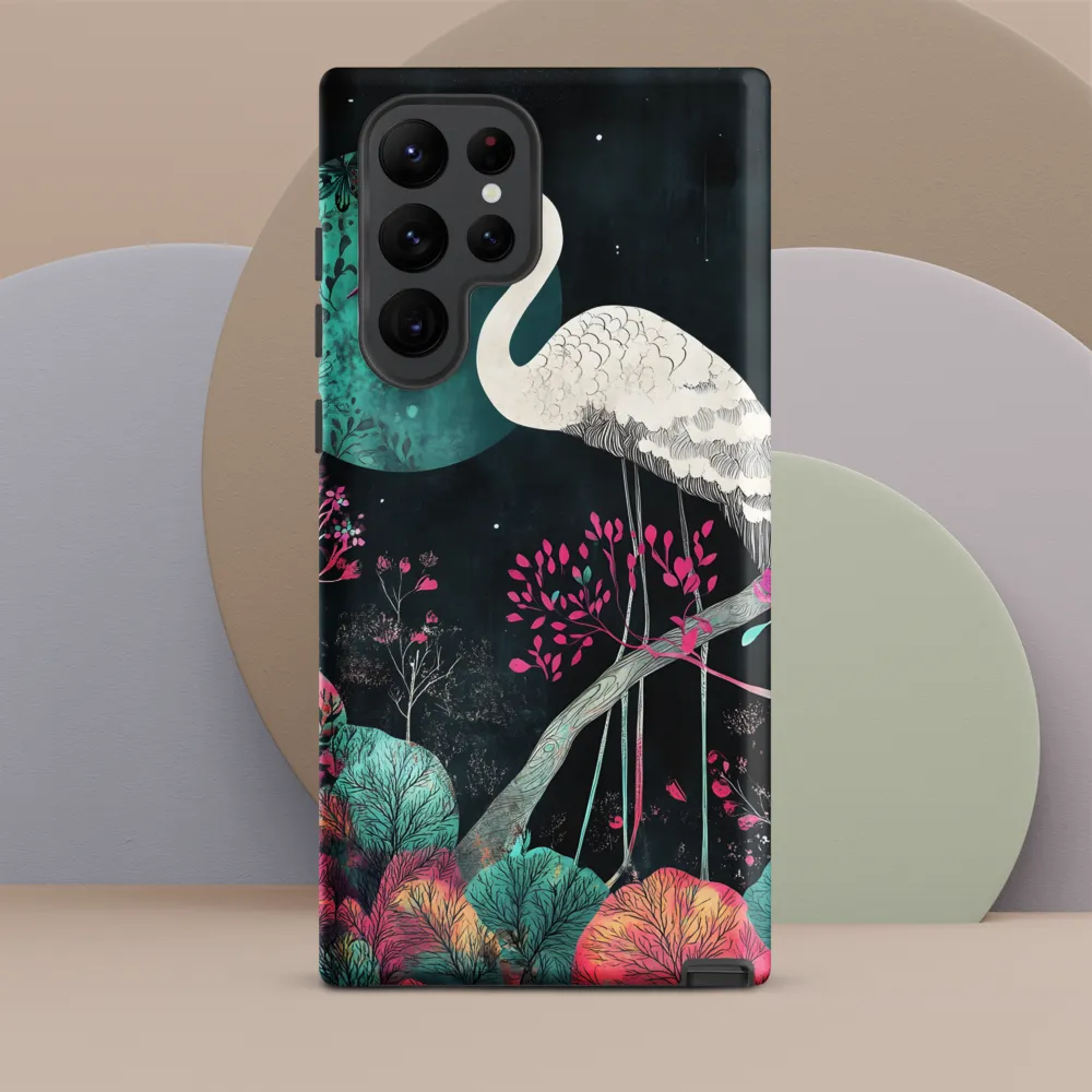 Ethereal Presence: Heron in a Floral Dreamscape | Phone Case |  S22 Ultra | Tough Case | Matte