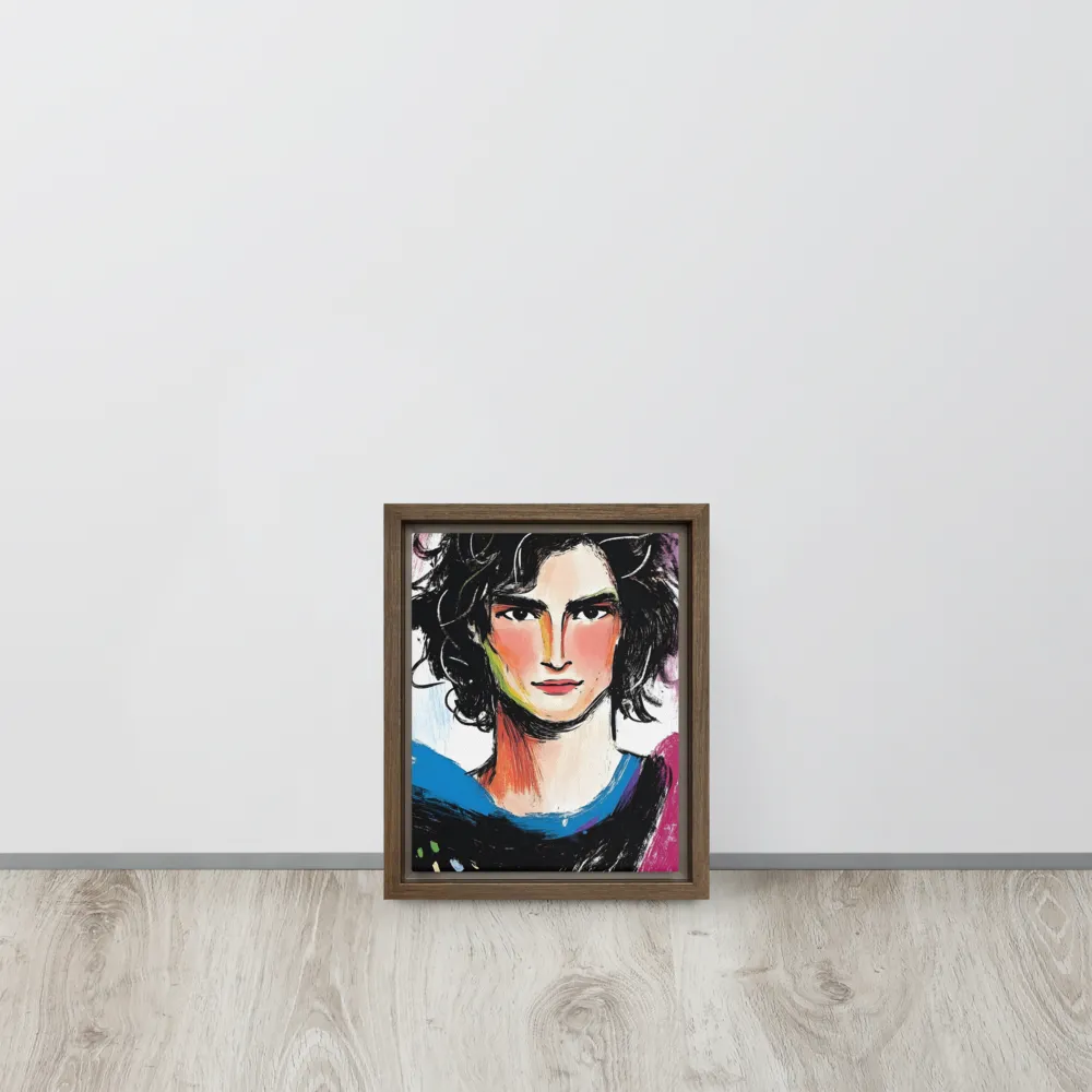 Vibrant Portrait of Youth | Canvas with Brown Frame | 8″×10″