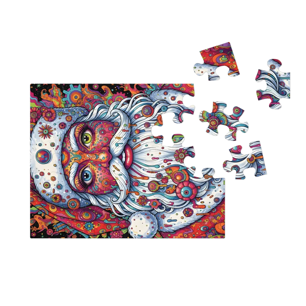 Psychedelic Santa Portrait 
 Jigsaw Puzzle in Tin Box