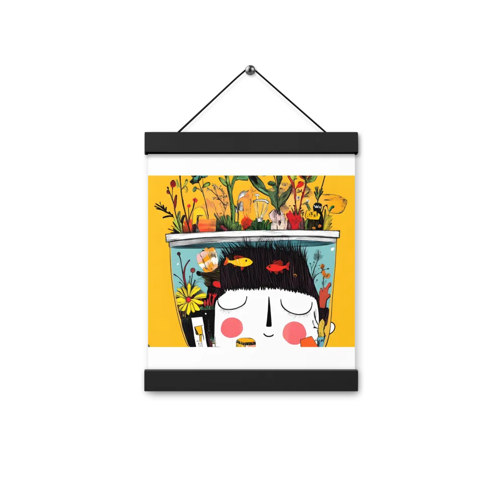 Whimsical Garden Head | Poster With Black Wood Hanger | 8″×10″
