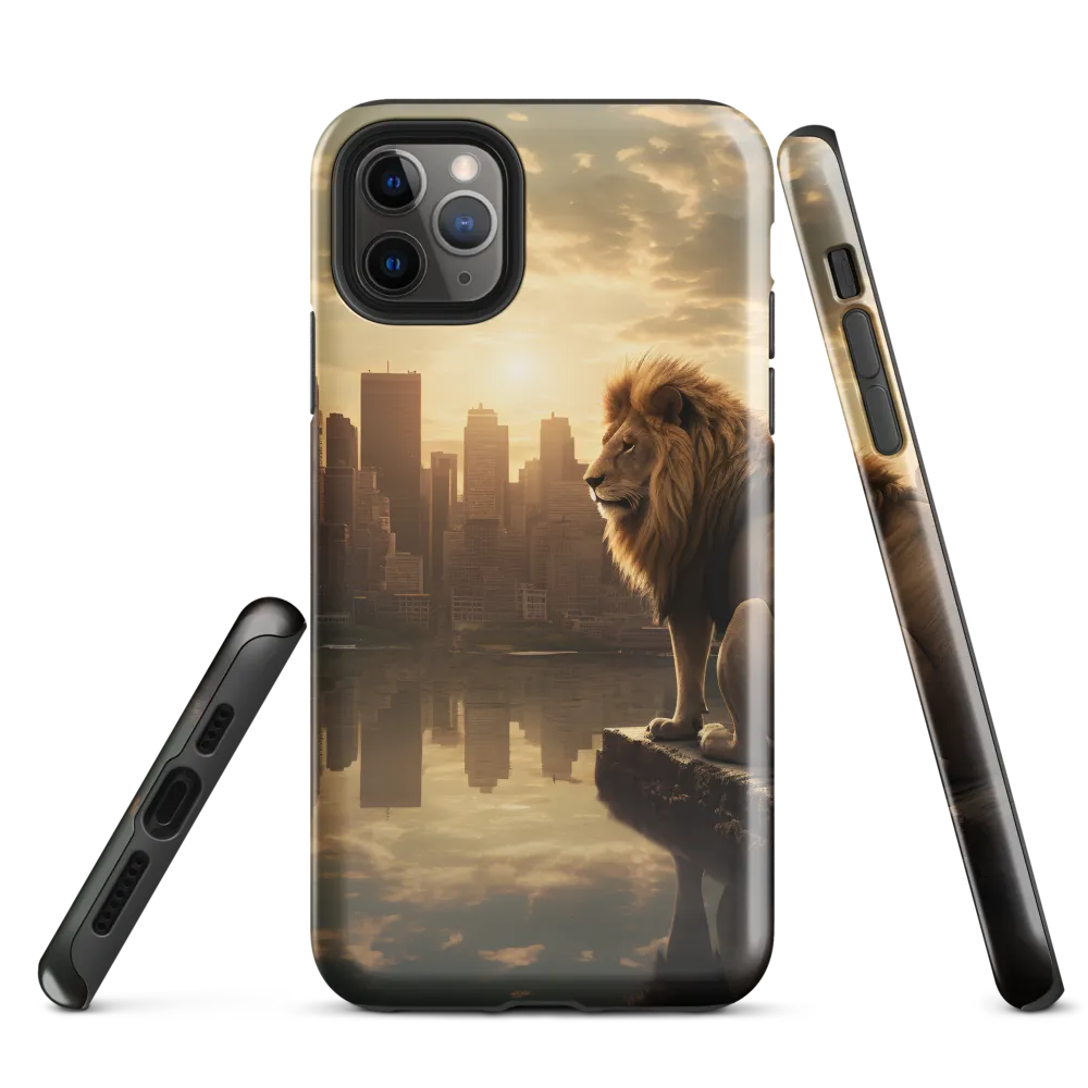 The Lion's Gaze Over the Urban Symphony | Phone Case |  11 Pro Max | Tough Case | Glossy