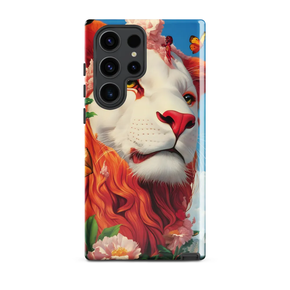 Majestic Lion Amidst Floral Splendor