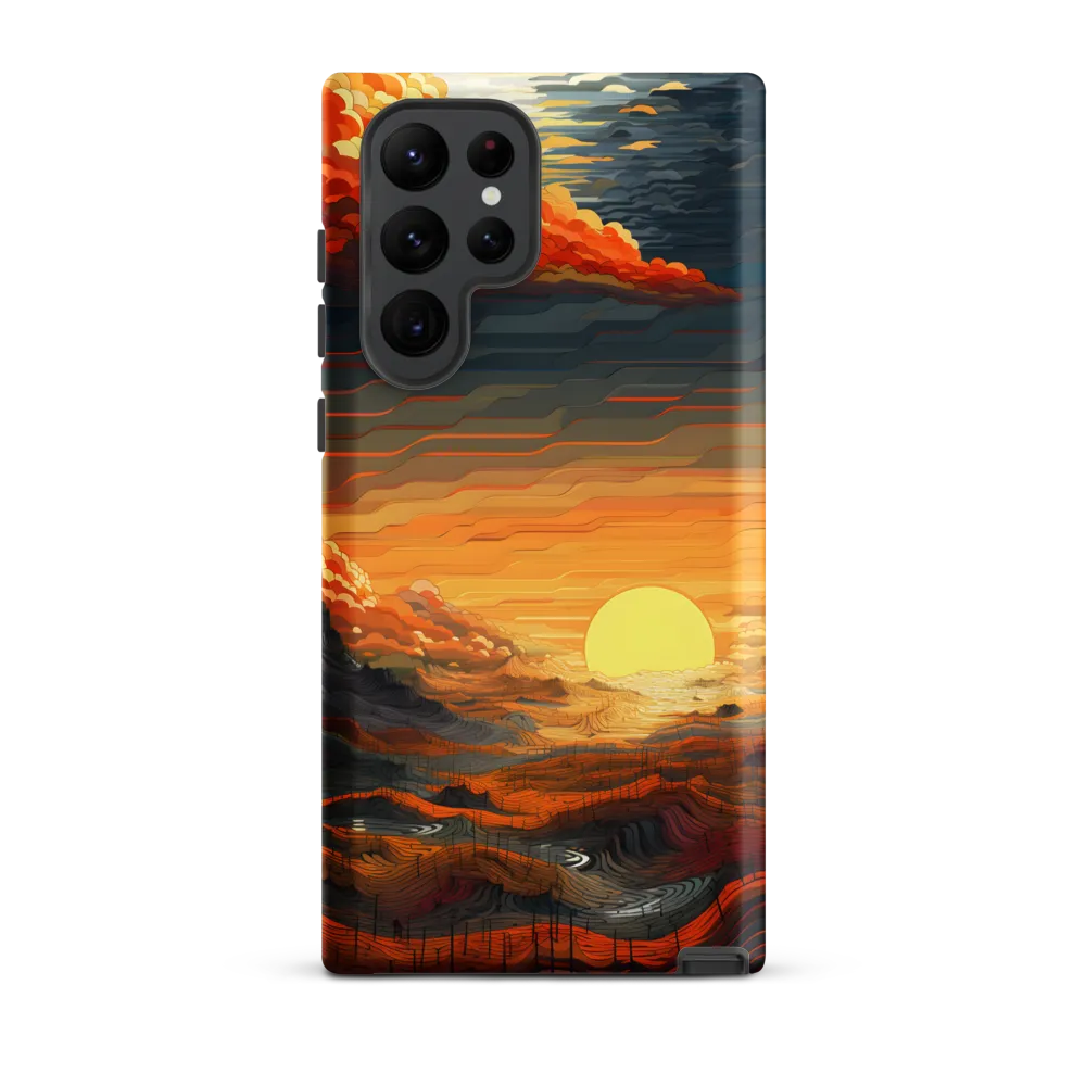 Ethereal Sunset: A Serene Landscape in Flowing Forms