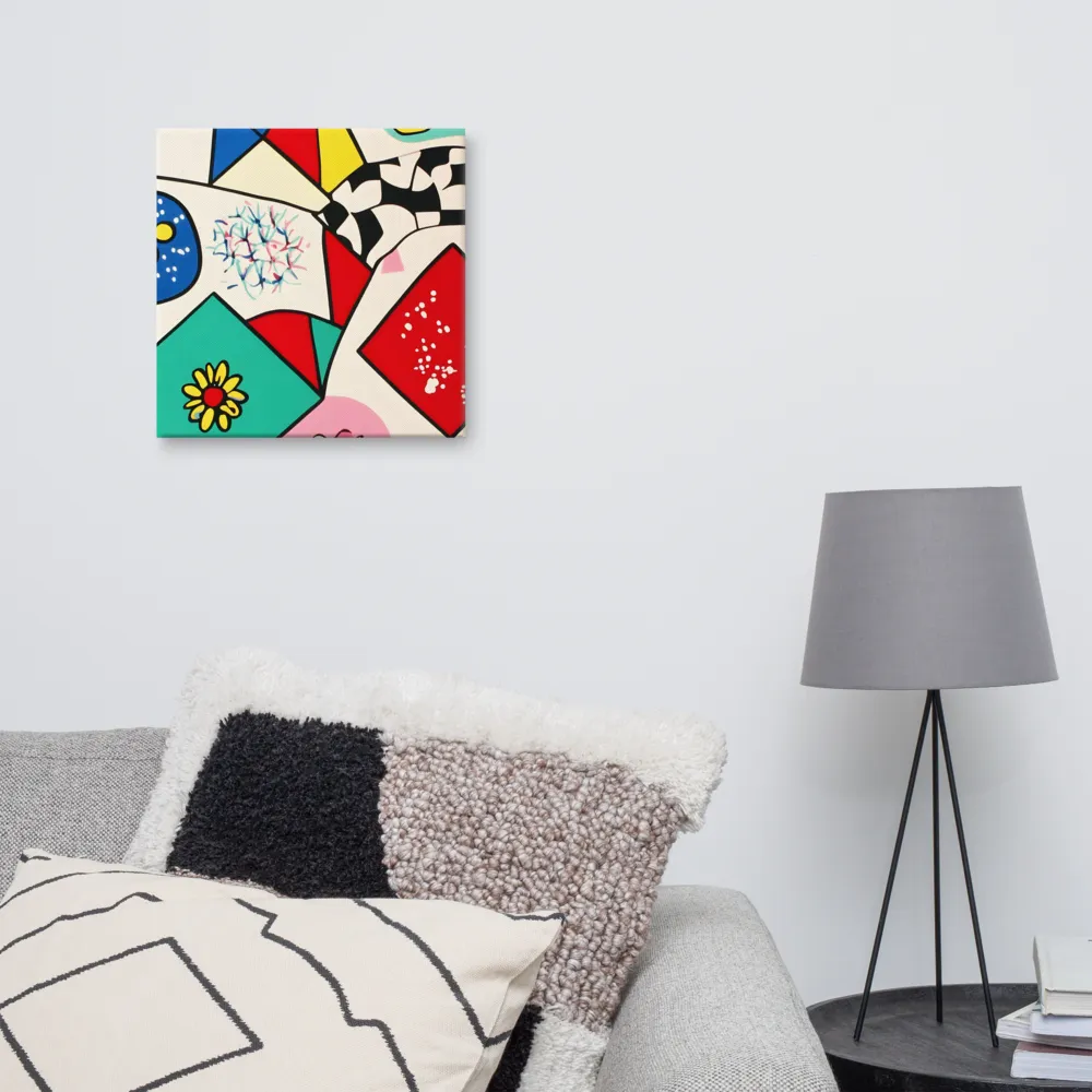 Joyful Geometry: A Playful Dance of Shapes and Colors | Canvas | 16″×16″