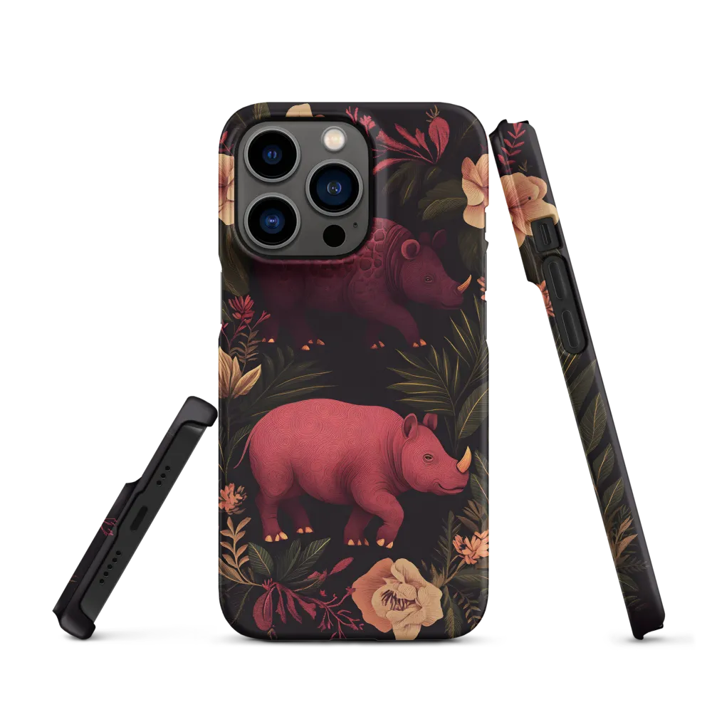 Rhinos in Floral Embrace