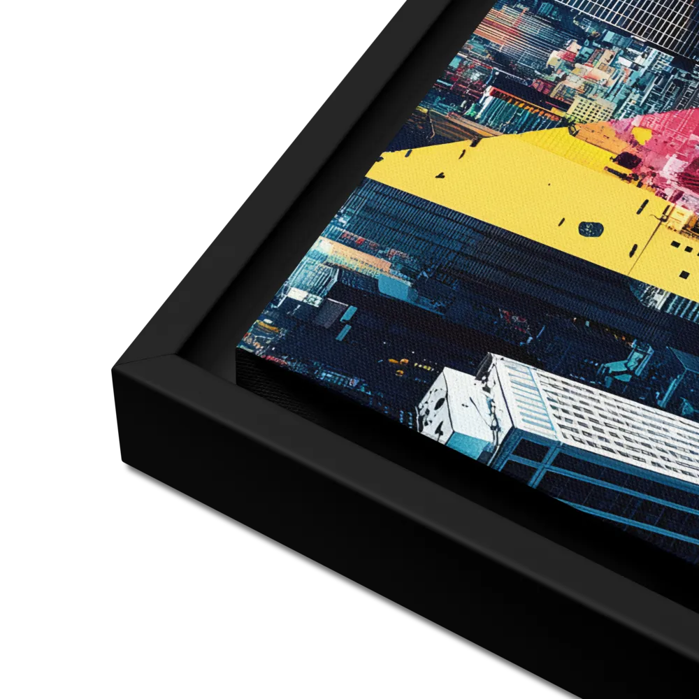Dynamic Urban Symphony | Canvas with Black Frame | 16″×16″