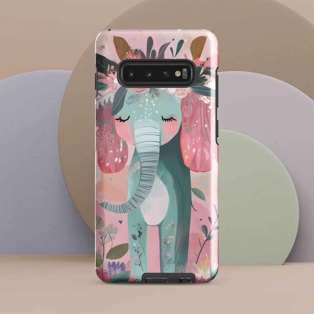 Whimsical Elephant in Bloom | Phone Case |  S10 Plus | Tough Case | Glossy