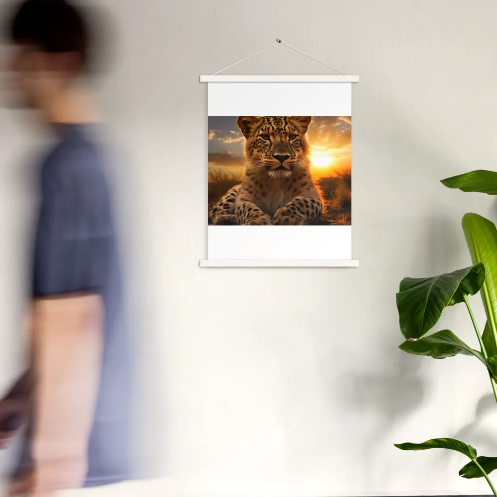 Regal Presence: The Leopard at Sunset | Poster With White Wood Hanger | 18″×24″