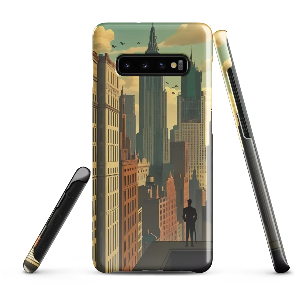 Urban Dreams: A Silhouette in Art Deco Cityscape | Phone Case |  S10 Plus | Snap Case | Glossy