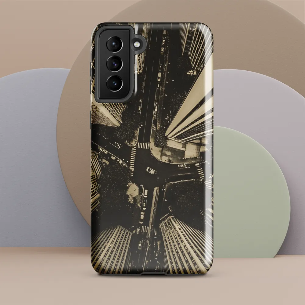 Urban Symphony: Aerial Perspective of City Life | Phone Case |  S21 Plus | Tough Case | Glossy