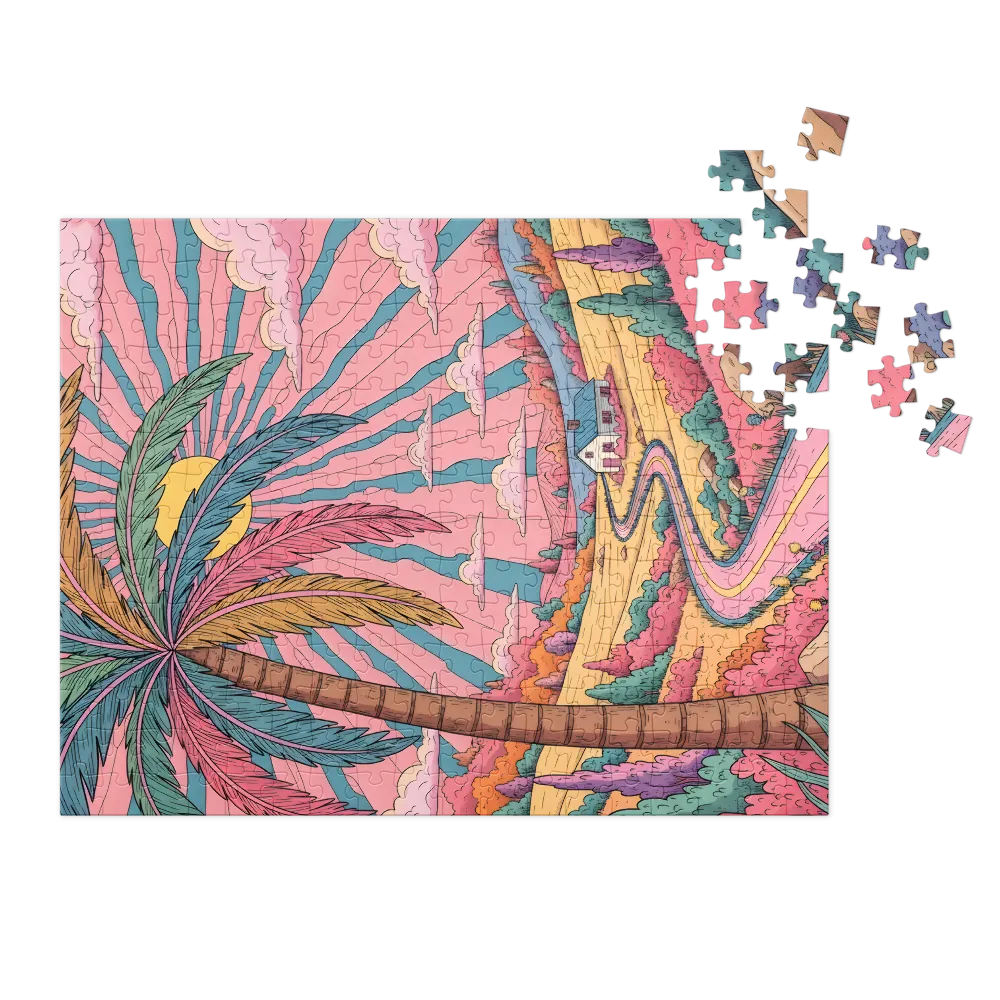 Pastel Sunrise Road 
 Jigsaw Puzzle in Tin Box