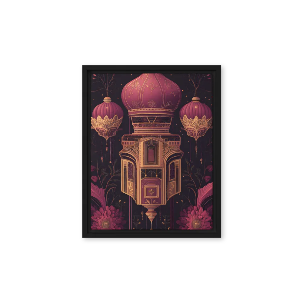 Ornate Harmony: A Digital Floral Architecture | Canvas with Black Frame | 11″×14″