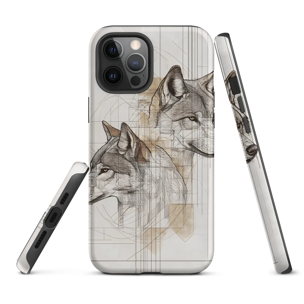 Geometric Harmony: The Essence of Wolves | Phone Case |  12 Pro Max | Tough Case | Matte